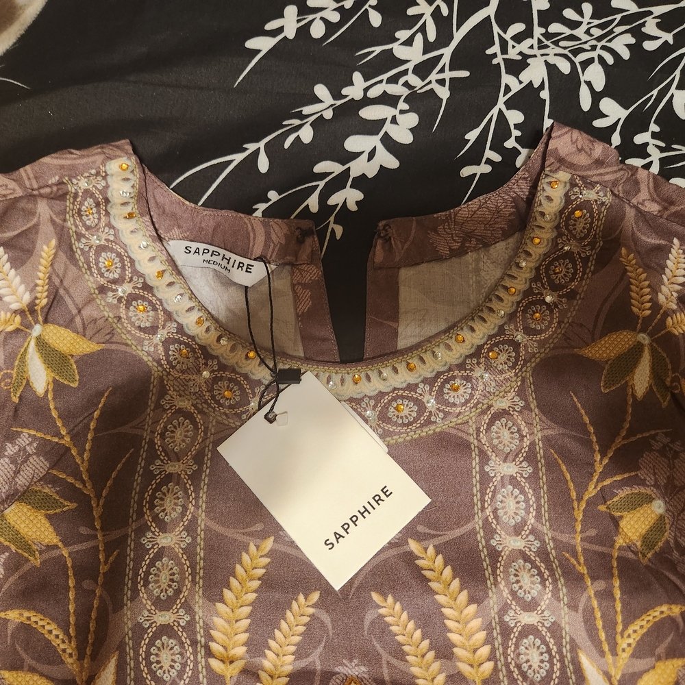 Sapphire Long Sleeve Dress - Purple and Gold